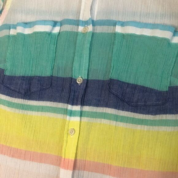 Merona size large sleeveless pastel striped collar top 0106 - Picture 4 of 5